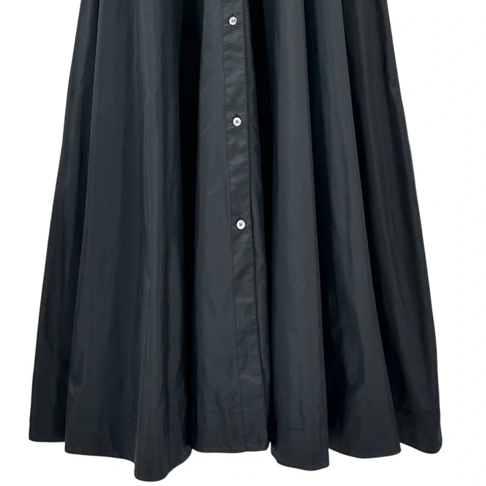 STAUD Millie Black Recycled Nylon Short Sleeve Maxi Shirt Dress Shirtdress sz 6 - Picture 7 of 14